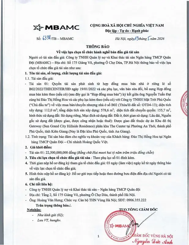 Ảnh chụp văn bản thông báo, trang 1