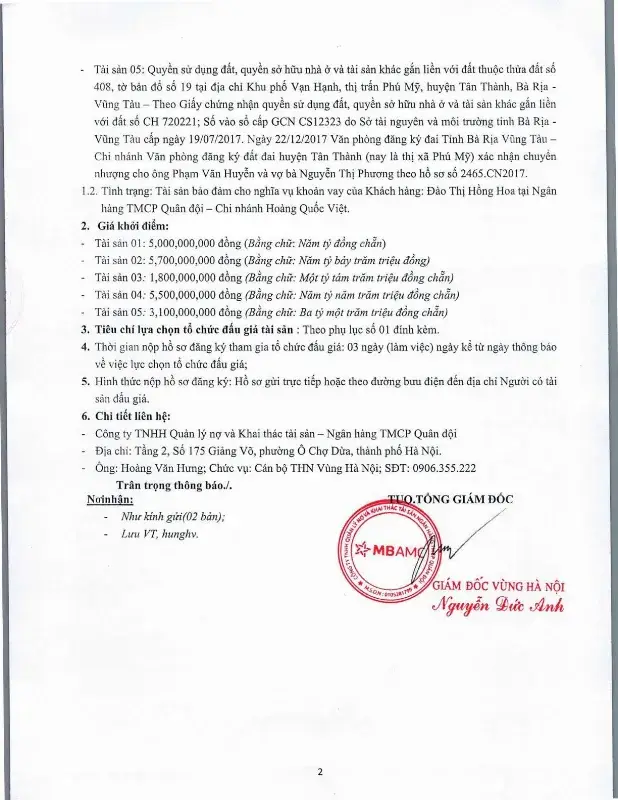 Ảnh chụp văn bản thông báo, trang 2