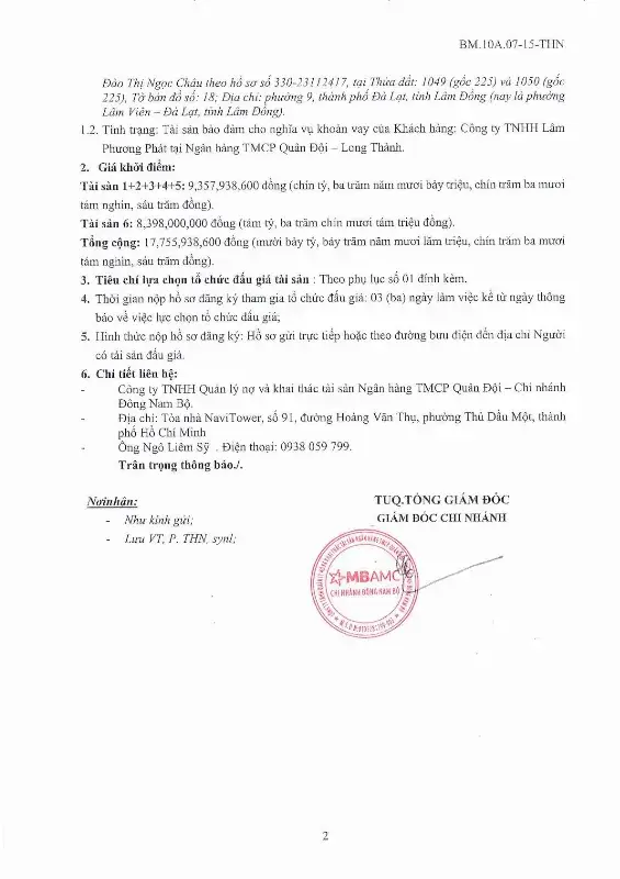 Ảnh chụp văn bản thông báo, trang 2